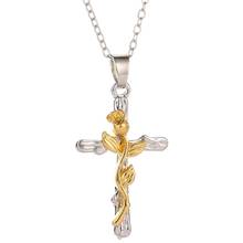Fashion  Rose Flower Cross Pendant Necklace Jesus Cross Pendant Necklaces Gifts Jewelry For Men Women Accessories 2024 - buy cheap