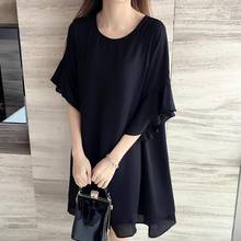 2019 New 5XL 4XL 3XL Summer Clothing Women Gothic Cute Round neck Butterfly Sleeve Black Chiffon Plus size Tops Dress  WF250 2024 - buy cheap