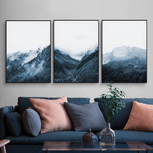 Pinturas de niebla de montaña en la pared, imágenes artísticas de paisaje, lienzo, pintura de paisaje natural, póster nórdico, decoración moderna para el hogar 2024 - compra barato