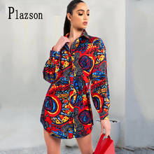 Plazson Fashion Loose Blouses Women Vintage Print Offfice Lady Long Sleeve Single Breasted Shirts Tops Autumn Casual Рубашки 2024 - buy cheap