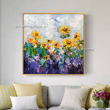 Hand Painted Abstract Art Purple Flower painting Landscape Canvas Oil Painting Purple Flower Wall Picture for Living room 2024 - buy cheap