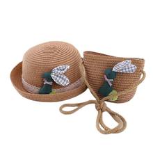 Europe America Bud Silk Rabbit Children Sun Hat Bag Set Spring Summer Beach Straw Hat For Boy Girl Kid Wide Brim Flanging Cap 2024 - buy cheap