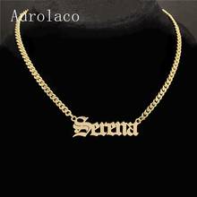 AurolaCo Custom Name Necklace Old English Name Necklace Gold Color Cuban Chain Customized Nameplate Necklaces for Women Men 2024 - buy cheap