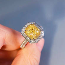 Anillo cuadrado de diamantes de imitación de alta calidad para mujer, sortija de boda grande de dos tonos de Color plateado con circonita, joyería, accesorios de moda 2024 - compra barato