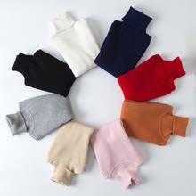 Осенне-зимние детские свитера от 1 до 6 лет вязаные свитера с высоким воротом, одежда для маленьких мальчиков и девочек трикотажная повседневная одежда с длинными рукавами для малышей 2024 - купить недорого