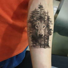 Rocooart большая тату-наклейка волк в деревьях, искусственная татуировка, татуаж хной, боди-арт, временная татуировка, наклейка s для женских рук 2024 - купить недорого