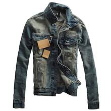 Autumn Winter Mens Denim Jacket Trendy Fashion Ripped Denim Jacket Mens Jeans Jacket Outwear Male Cowboy Coats 2024 - buy cheap