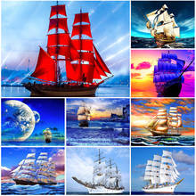 5D DIY Diamond Painting Ship Landscape Kit Full Drill Square Embroidery Mosaic Art Picture of Rhinestones Home Decoration Gift 2024 - buy cheap