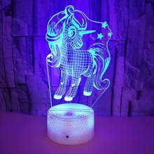 3D LED Night Light Unicorn Touch Remote Control 7 Colors USB Table Desk Lamp Home Decoration Lovely Gifts For Kids 2024 - buy cheap