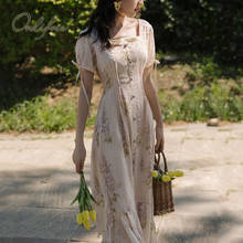 Ordifree-vestido longo feminino de verão, 2021, floral, manga curta, bordado, vintage, flores, voação 2024 - compre barato