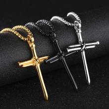 Fashion Stainless Steel Nail Cross Pendant Necklace Punk Style Chain Necklaces for Men Women Hip Hop Jewelry Christian Gifts 2024 - buy cheap