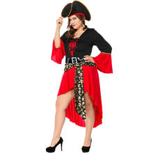 Fantasia de pirata umorden, traje feminino adulto plus size para carnaval, festas, roupas fantasia 2024 - compre barato