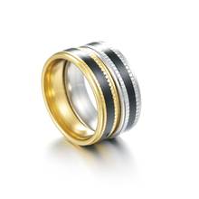 Мужские кольца из нержавеющей стали 8 мм широкий средней высоты простые черные мужские популярные ювелирные изделия кольцо подарок Лидер продаж 2024 - купить недорого