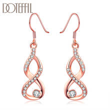 DOTEFFIL 925 Sterling Silver Rose Gold AAA Zircon Twist Arm Pattern Earring For Woman Fashion Party Wedding Party Jewelry 2024 - buy cheap