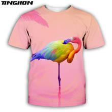 Футболка с 3D принтом фламинго, забавная футболка с коротким рукавом, Мужская модная Милая одежда с изображением животных, футболки, топы XS 6XL 7XL 05 2024 - купить недорого