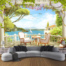 Пользовательские 3D Настенные обои 3D стереоскопический космический сад балкон морской пейзаж фото настенная живопись гостиная спальня декоративная бумага 2024 - купить недорого