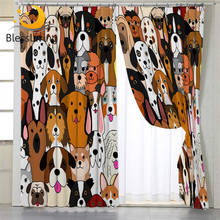 BlessLiving Dog Living Room Curtains Dense Puppies Bedroom Curtains Cartoon Blackout Curtains Lovely Polyster Rideaux 107×160CM 2024 - buy cheap