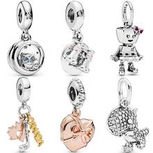 Diy charme sempre por seu lado coruja binóculos dinossauro bella bot pingente 925 contas de prata esterlina caber pandora pulseira jóias 2024 - compre barato