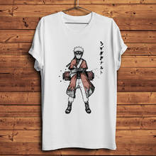 Camiseta divertida de anime Shinobi para hombre, camisa informal de manga corta, con tinta de acuarela, color blanco, ropa de calle de Japón 2024 - compra barato