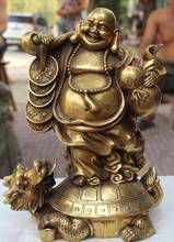 Buda maitreya de bronze chinês com frete grátis, estátua de tartaruga-dragon em bronze fengshui, riqueza feliz, 8 ", 6710910 ++ 2024 - compre barato