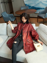 2020 jaqueta de couro genuíno feminina, casaco de pele de carneiro plus size couro real para mulheres primavera coreana vintage corta-vento 915 2024 - compre barato