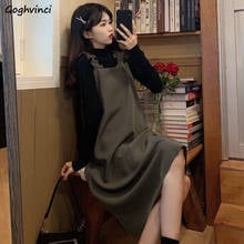 Sleeveless Dress Women Ruffles Spaghetti Strap Dresses Womens Side-slit Solid Loose Casual Chic Fashion Outdoor Clothing Ins New 2024 - buy cheap