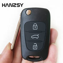 Capa de chave de carro de 3 botões, para hyundai elantra i30, chave para kia k5 k3 k2 carens, substituição remota, dobrável, revestimento em branco 2024 - compre barato