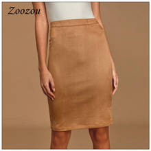 2020 Elegant Slim Suede Leather Skirts Vintage Suedette Knee Length Skirts Office Ladies Bodycon Pencil Skirt Plus Size Custom 2024 - buy cheap