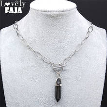 Stainless Steel Punk Neckless Silver Color Hexagonal Bullet Reiki Point Chakra Stone Pendant Necklace Jewelry collier NXS03 2024 - buy cheap
