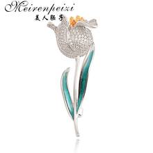 Meirenpezi-broche de zircônia com flor rosa para casamentos, presentes para homens e mulheres 2024 - compre barato