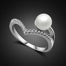 Elegant 100% 925  Sterling Silver Inlay  Pearl Rings For Women Fashion Charm Female Flower Heart  Zircon Ring Jewelry 2024 - buy cheap