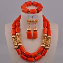 Fashion Orange Nigerian Coral Beads African Wedding Necklace Bridal Jewelry Sets 21-E2-02 2024 - buy cheap