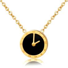 Collar con colgante de reloj blanco y negro para mujer y hombre, cadena con abalorio de Número Romano, Color dorado, regalo de joyería 2024 - compra barato