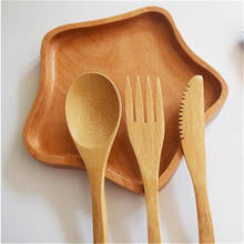 Wooden Dinnerware Set Bamboo Fork Knife Soup Teaspoon Catering Cutlery Set With Cloth Bag Kitchen Cooking Tools 2024 - buy cheap