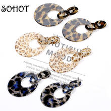 SOHOT Acetic Acid Tortoiseshell Acrylic Women Long Drop Earrings 2019 New Trendy Water Hollow Pendant For Lady Charming Brincos 2024 - buy cheap