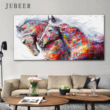 Quadro decorativo de cavalos, quadros coloridos, poster artístico, para parede, animal nórdico, pintura abstrata, decoração moderna para sala de estar 2024 - compre barato