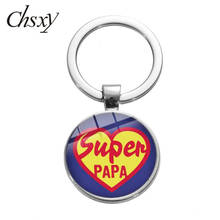 CHSXY-Llavero de Super Papa Dad para hombre y mujer, accesorio para llaves hecho a mano, con diseño de GEMA de hora y fotos artísticas, ideal para regalo 2024 - compra barato