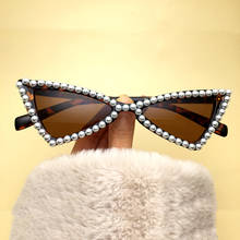 Женские солнцезащитные очки «кошачий глаз», с жемчугом 2024 - купить недорого