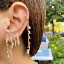 New Gold Silver Color Delicate Drop cz Earrin For Women Jewelry Long Line Drip Dainty CZ Hoop Earring 2024 - buy cheap