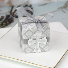 50/100pcs Cross Candy Box With Ribbon Favor And Gift Box For Baby Shower Baptism Birthday Wedding Decoration Party Supplies 2024 - buy cheap