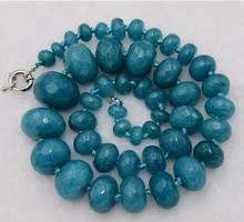 10-18mm Brazilian Aquamarine Faceted Gem Abacus Beads Necklace 18" 2024 - buy cheap