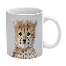 Chita do bebê-caneca branca colorida 11 oz engraçado cerâmica café/chá/cacau caneca original presente chita filhote de tigre leão gato animal animais p 2024 - compre barato