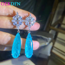 OEKDFN-pendientes de gota de Plata de Ley 925, Pendientes colgantes de piedras preciosas de diamante de turmalina Paraiba de 10x30MM, joyería fina para fiesta de boda 2024 - compra barato