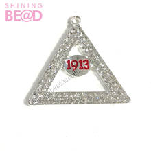 Free Shipping triangle rhinestone delta jewelry red 1913  pendant silver for flower cloth decoration 2024 - buy cheap