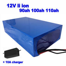 Personalizado 12v li ion 90ah 100ah 110ah bateria de polímero de lítio para ebike signal light monitor de backup de energia em casa + 10a carregador 2024 - compre barato