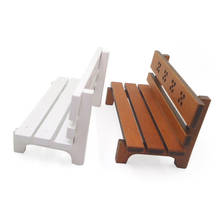 Banco de parque de madera en miniatura, silla larga con respaldo, para juguete de adorno de jardín de casa de muñecas a escala 1:12, blanco 2024 - compra barato