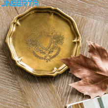 JINSERTA Antique Brass Storage Tray Retro Tea Coffee Plate Luxury Gold Insulation Non-slip Coaster Desktop Decorative Tray 2024 - buy cheap