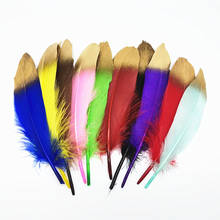 Plumas de feathers15-20cm de ganso dorado para manualidades, plumas de costura, accesorios para fabricación de joyas, decoración de boda, pluma, 10 Uds. 2024 - compra barato