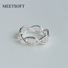 MEETSOFT Silver Color Opening Ring For Women Simple Adjustable Retro DNA Folecule Hollow Out  Jewelry Gift 2024 - buy cheap