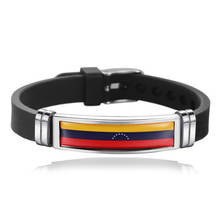 Pulseira venezuela com bandeira estilo esportivo, joias de silicone aço inoxidável 2024 - compre barato